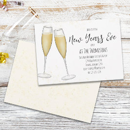 Einfache New Years Party Champagne Einladung