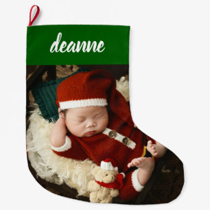 Einfache Niedlich Baby's First Christmas 1 Foto Großer Weihnachtsstrumpf