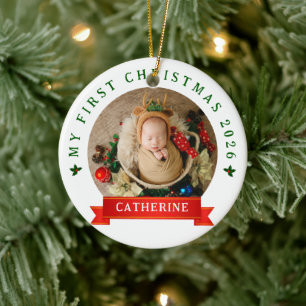 Einfache Niedlich Baby's First Christmas Individue Keramik Ornament