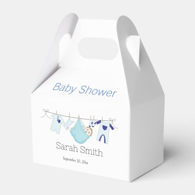 Einfache Niedlich Blue Boy Clothesline Baby Dusche Geschenkschachtel (Vorderseite)