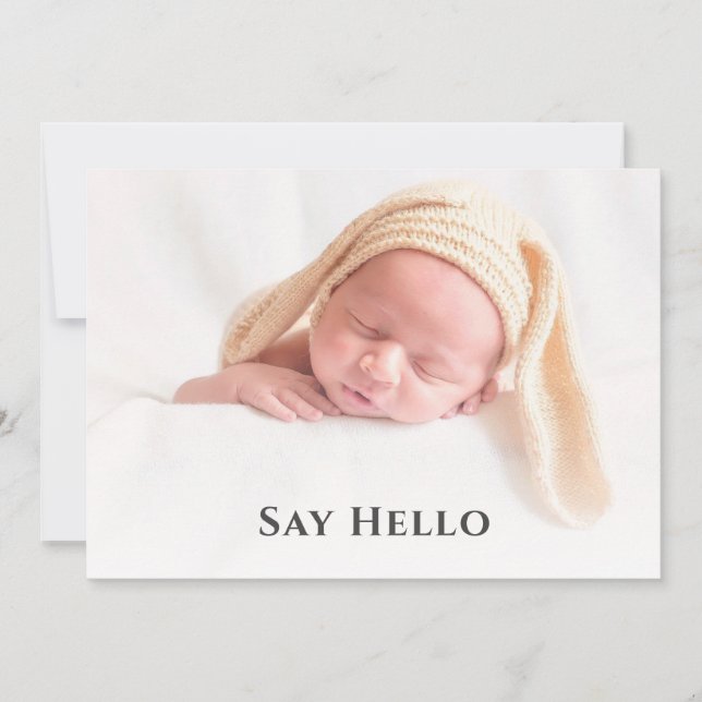 Einfache Niedlich Hello Baby Custom Foto Neugebore Ankündigung (Vorderseite)