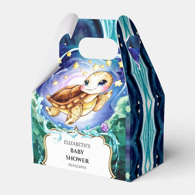 Einfache Niedlich Turtle Baby Dusche Geschenkschachtel (Vorderseite)