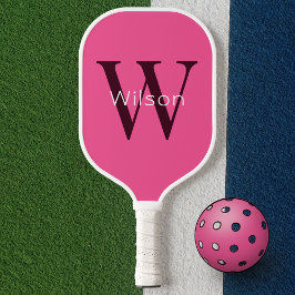 Einfache Niedlich- und Girly-Pink-Monogramm, Initi Pickleball Schläger