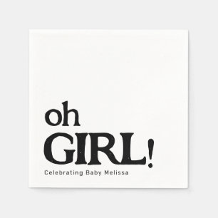 Einfache Niedliche Babydusche Schwarz und Weiß Oh  Serviette