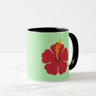 Einfache Niedliche Cartoon Roter Hibiskus Blume Tasse