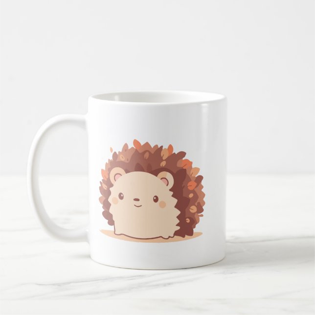 Einfache Niedliche Charme Igel Cartoon Soft Brown Kaffeetasse (Links)