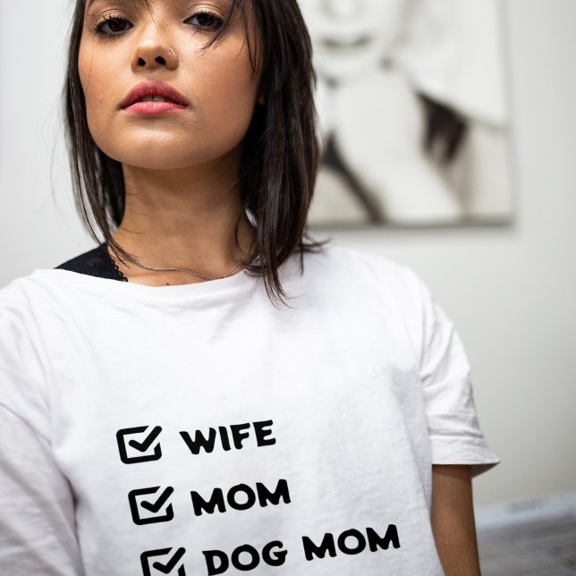 Einfache Niedliche Checkbox-Ehefrau Mama Hund Mama T-Shirt (Von Creator hochgeladen)