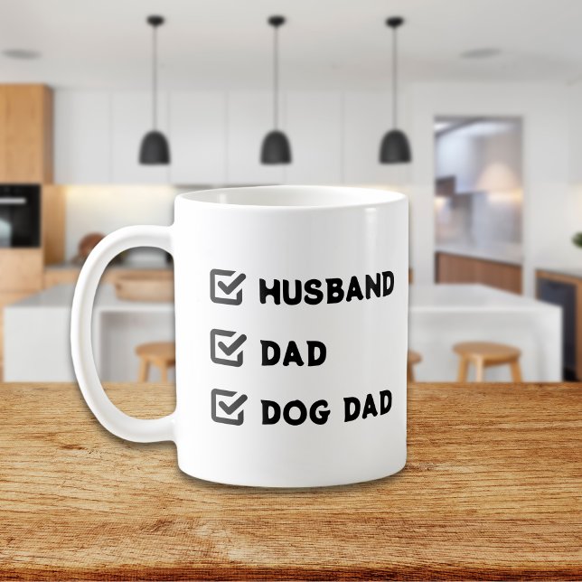 Einfache Niedliche Checkbox Mann, Vater, Dog Papa Kaffeetasse (Simple Cute Checkbox Husband, Dad, Dog dad Coffee Mug)