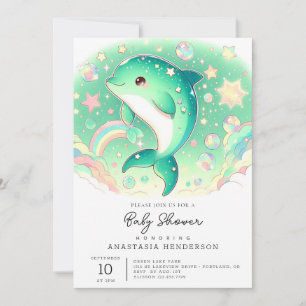 Einfache Niedliche Dolphin-Babydusche Einladung