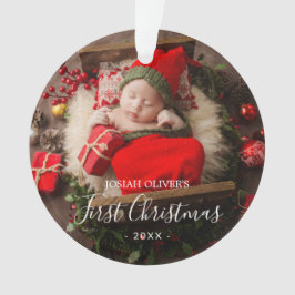 Einfache Niedliche Elegant Foto Baby First Christm Ornament
