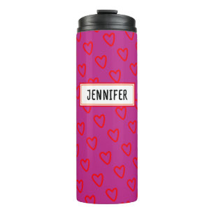 Einfache Niedliche Fun Girly Red Heart Pattern Lab Thermosbecher