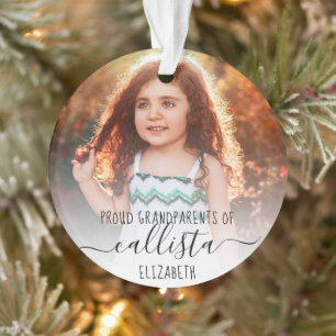 Einfache Niedliche Großeltern Foto Name Ornament