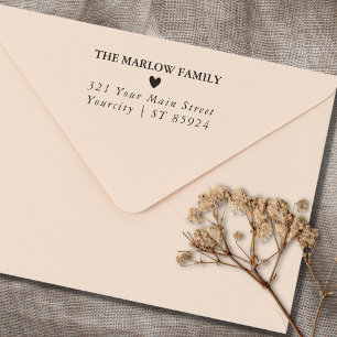 Einfache Niedliche Herzfamilie Name & Rücksendeadr Permastempel
