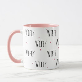 Einfache Niedliche kleine Herzen + "Wifey"-Text |  Tasse