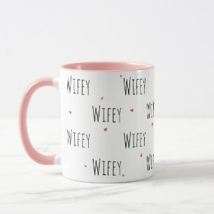 Einfache Niedliche kleine Herzen + "Wifey"-Text Tasse