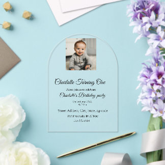 Einfache niedliche Kleinkinder mit minimaler Kinde Acryleinladungen