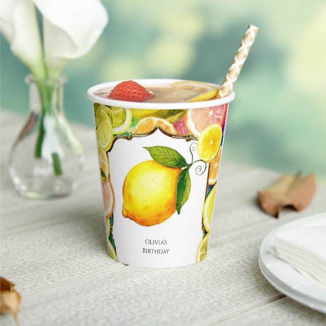 Einfache Niedliche Lemon Birthday Pappbecher (In Situ)