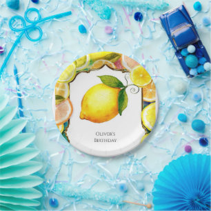 Einfache Niedliche Lemon Birthday Pappteller