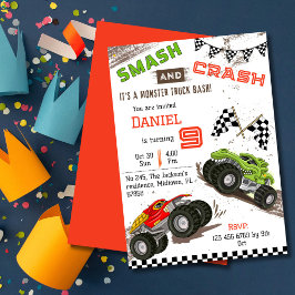 Einfache niedliche Monster-LKW-Kind 9. Geburtstag Einladung