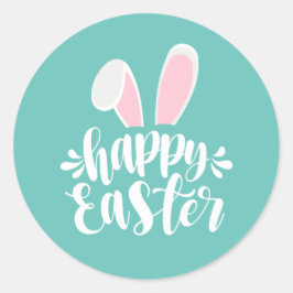 Einfache Niedliche Ohren glücklich Ostern | SIEGEL Runder Aufkleber