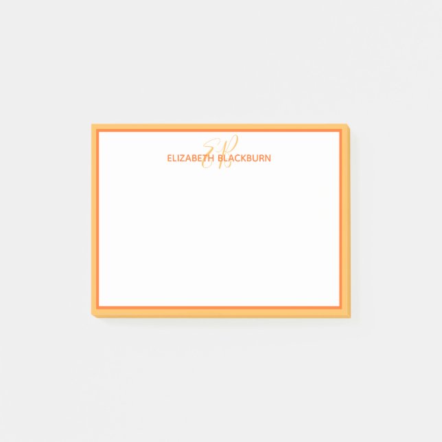 Einfache Niedliche Orange-Initialen für benutzerde Post-it Klebezettel (Vorderseite)