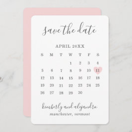 Einfache Niedliche Pink Heart Calender Wedding Save The Date