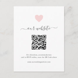 Einfache Niedliche Rosa Herz QR Code Website Hochz Begleitkarte