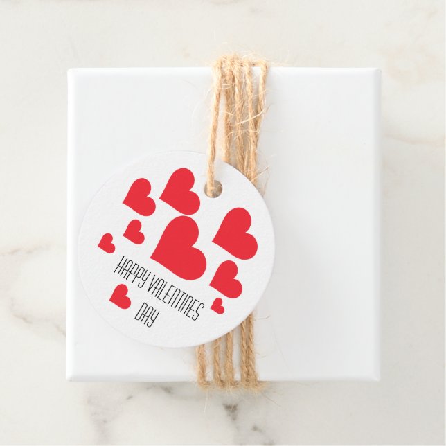 Einfache Niedliche rote Herzen am weißen Valentins Geschenkanhänger (Beispiel)