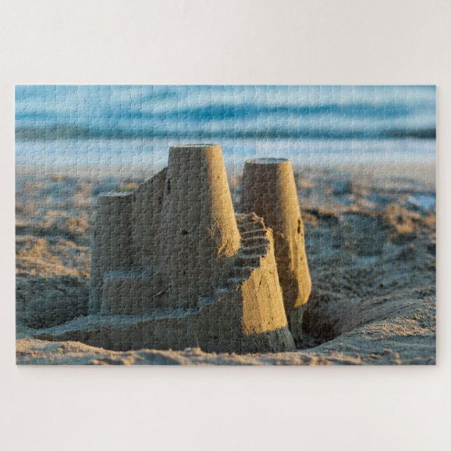 Einfache Niedliche Sandburg am Sonnenstrand Puzzle (Horizontal)