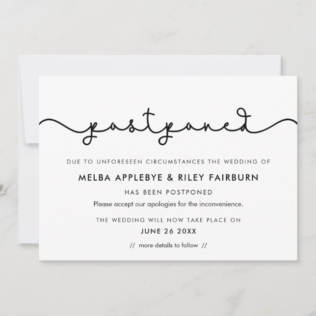 Einfache niedliche Schriftart verschoben Ankündigu Einladung (Vorderseite)