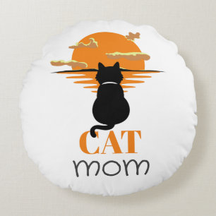 Einfache Niedliche Script-Begleiter Cat-Mama Rundes Kissen