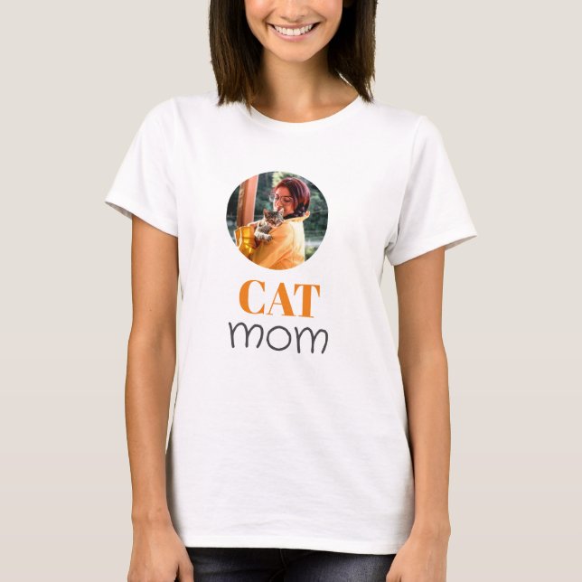 Einfache Niedliche Script Besitzer Cat Mama Foto T-Shirt (Vorderseite)