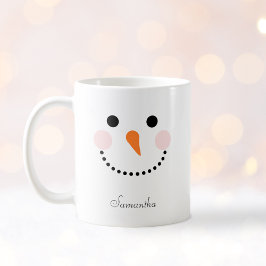 Einfache Niedliche Snowman-Face-Name Kaffeetasse