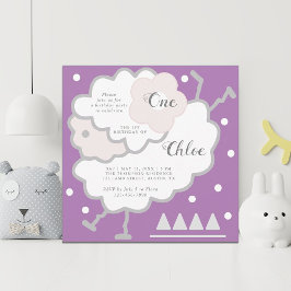 Einfache Niedliche Sprungkuppel Lavendel 1. Geburt Einladung