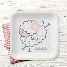 Einfache Niedliche Sprungkuppel Pink & White 1. Ge Pappteller