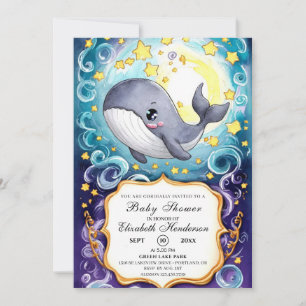 Einfache Niedliche Whale-Baby-Dusche Einladung