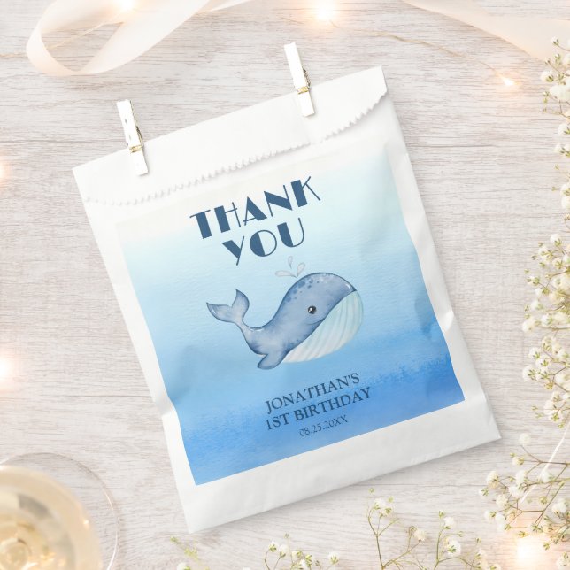 Einfache Niedliche Whale Blue Sea Geburtstag Viele Geschenktütchen (Ausgeschnitten)