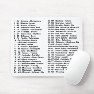 Einfache nummerierte USA 50 Bundesstaaten und Haup Mousepad