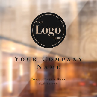 Einfache Öffnungszeiten für Schwarze Business-Logo Fensteraufkleber