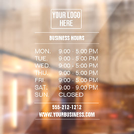 Einfache Öffnungszeiten von Firmenlogos Fensteraufkleber