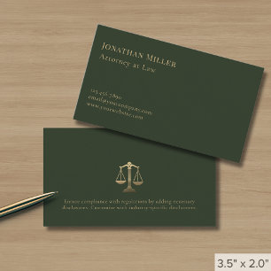Einfache Olive Green Gold Scales of Justice Visitenkarte