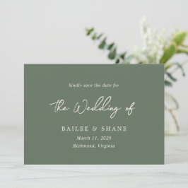Einfache Olive Green Moderne Hochzeit Save The Date