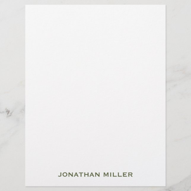 Einfache Olive Green Typografy Name Stationierung Briefbogen (Vorderseite)