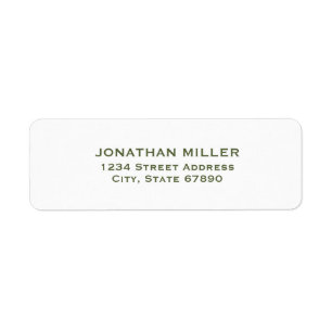 Einfache Olive Green und White Return Address Labe
