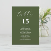Einfache Olive Green Wedding Charts Karten