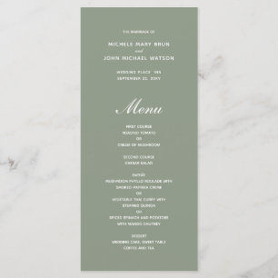 Einfache Olive Green Wedding Menu Cards Programm