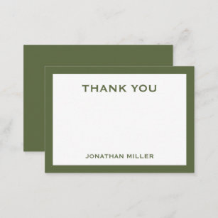 Einfache Olive Green White Vielen Dank Hinweis mit Mitteilungskarte