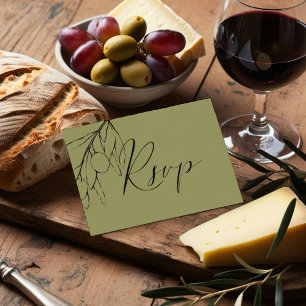 Einfache Olive Grüne Olive Branch Speisekarte RSVP Karte