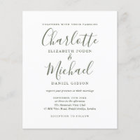 Einfache Olive Script-Einladung