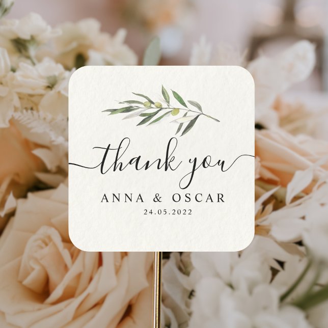 Einfache Olive-Zweigstelle Quadratischer Aufkleber (Von Creator hochgeladen)